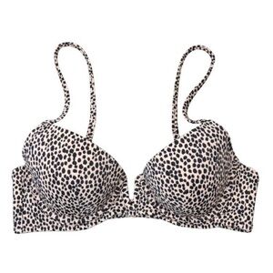 Shade & Shore Leopard V-Wire Bikini Top, Size 34B‎